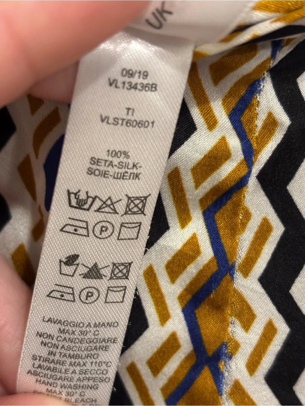 Women's Silk Graphic Print Pants in Navy & Mustard